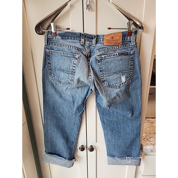 Womens Lucky Brand Dream Cuffed Cropped Blue Jeans sz 2‎ Button Fly - Picture 3 of 7